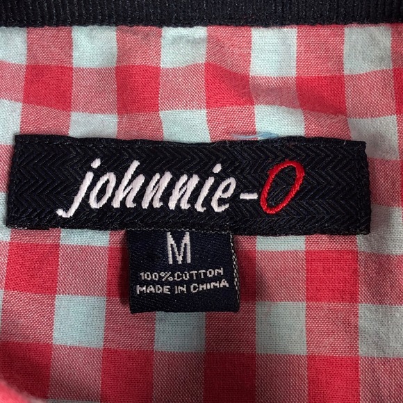 Johnnie O Mens M Red White Blue Gingham Plaid Long Sleeve Button Down Shirt - Picture 2 of 11